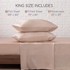 MR&HM Satin Bed Sheets, King Size Sheets Set, 4 Pcs Silky Bedding Set with 15 Inches Deep Pocket for Mattress (King, Champagne)