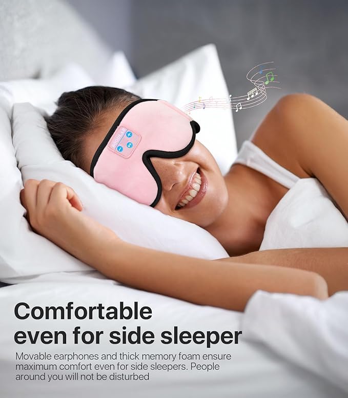 Sleep Headphones 3D Sleep Mask with Bluetooth 5.4 Headphones, Wireless Music Sleeping Eye Mask with Ultra-Thin HD Stereo Speakers for Side Sleepers, Adjustable Blackout & Noise Cancelling for Men
