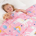 Kivik Pink Weighted Blanket 3 lbs, Breathable Weighted Blankets, Soft Cooling Heavy Throw for School Calming & Home Sleep, Machine Washable, 36 x 48 Inches, Cute Cartoon Unicorn