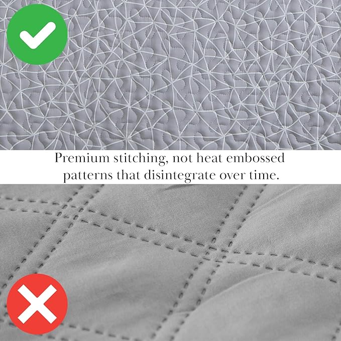 Southshore Fine Living, Inc. Farmhouse Bedspread, Full Size Quilt Set, Queen Coverlet, Light Weight Quilt, 3-Piece Set Geometric Bedding with Two Matching Pillow Shams, Full/Queen, Reversible Grey