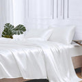 MR&HM Satin Bed Sheets, Twin Size Sheets Set, 3 Pcs Silky Bedding Set with 15 Inches Deep Pocket for Mattress (Twin, White)