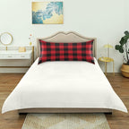 Christmas and New Year Buffalo Plaid Satin Pillowcase for Hair and Skin, Red and Black Buffalo Check Plaid Silk Pillow Case with Envelope Closure, King Size 20x40 inches, 1 PC