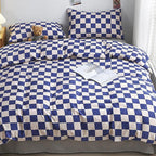 CLOTHKNOW Blue White Plaid Full Size Comforter Set Grid Bedding Comforter Sets Soft Blue Comforter with 2 x Pillow Cases