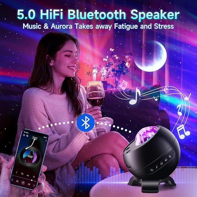 Northern Lights Projector Birthday Gifts for Him Galaxy Projector for Bedroom, 300+Colors Modes Aurora Light,15White Noise Sound Machine &Bluetooth Star Projector Galaxy Lights, Remote,Gifts for Boy