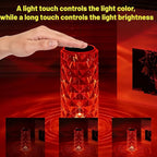 16 Colors Rose Rays Crystal Diamond Table Lamp, Touch Control Acrylic Column Light with Remote, Type-C Rechargeable, 360 Degree Transparent Shade for Bedroom Desk Décor (1, Small)