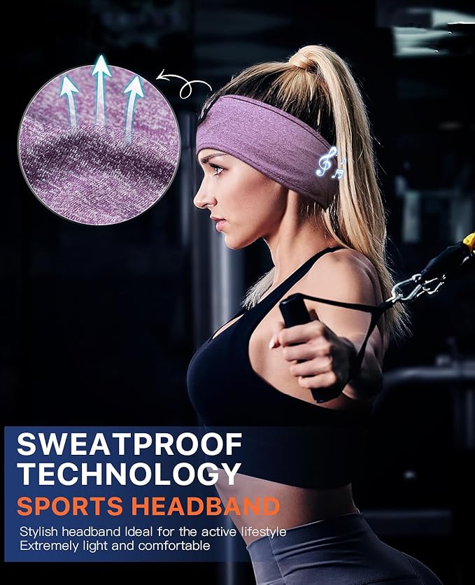 Perytong 2-Pack Sleeping Headphones Bluetooth Headband, Wireless Headband Headphones with Ultra-Thin Speakers, Comfortable for Side Sleepers, Running, Adults, Unisex, One Size
