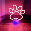 Dog Paw Neon Sign Lamp Dimmable LED with Standable Base and Touchable Switch,USB or 3-AA Battery Powered Neon Signs LED Desktop Wall Decoration for Party, Bedroom ，Birthday Christmas Gift