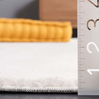 SAFAVIEH Washable Rug Faux Rabbit Fur Shag Collection - 4' Round, Beige, Slip Resistant & Easy Cleaning, Ideal for Living Room, Bedroom, Nursery, Foyer, Kids Playroom, Dining Space (FRF100B)
