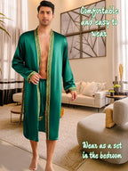 ChiaoLezhee Mens Satin Bath Robe with Shorts Set, Silk Paisley Kimono Lightweight, Soft Long Sleeve Sleepwear