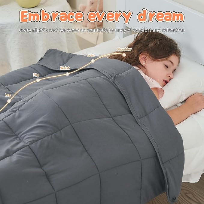Weighted Blanket Kids 5lbs, 36"x48", Cooling Heavy Throw Blanket for 40-60lbs, Microfiber Soft Thick Big Blankets Weighted Comforter Breathable Gift for Sleeping, Grey