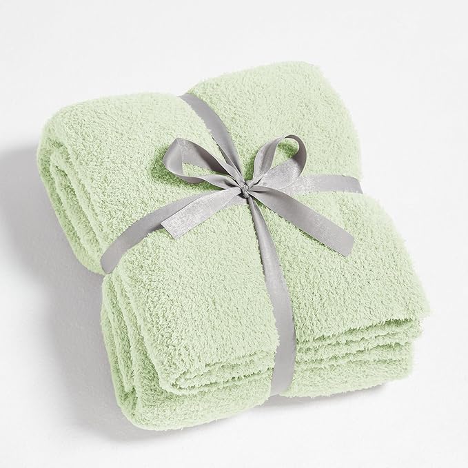 CYMULA Knit Throw Blanket for Mint Green - Super Soft Lightweight Plush Fuzzy Fluffy Cozy Blankets and Throws for Sofa Bed, 50 x 60 inches