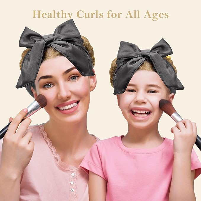 Satin Heatless Hair Curler Curls Overnight Hair Curlers to Sleep in, Hair Curlers No Heat Curls Overnight, Heatless Curling Set for Women Long Hair - 8 Pcs (Dark Gray)