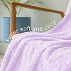 Exclusivo Mezcla Fleece Twin Size Blanket for Bed, 90x66 Inches Soft Cozy Jacquard Flannel Blankets, Lightweight Fuzzy Plush Warm for Women, Lilac Purple
