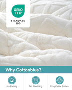 Cottonblue Jacquard Sherpa Weighted Blanket 20lbs for Adults, Soft Warm and Thickened Calm Blanket for Ultimate Comfort and Better Sleep, Heavy Weighted Blankets 60x80 Inches, Cream White