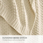 EVERGRACEHOME Chunky Chenille Knit Throw Blanket for Couch, Soft Luxurious Oversized King Moss Stitch Blanket for Bed, Large Cozy Farmhouse Knitted Throw for Sofa, Beige, 92" x 108"
