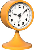 AYRELY® 3" Cute Analog Alarm Clock,Small Retro Table Clock Battery Operated,Slient Metal Desk Clock with Light for Living Room Decor,Bedroom,Bedside,Shelf (Orange)