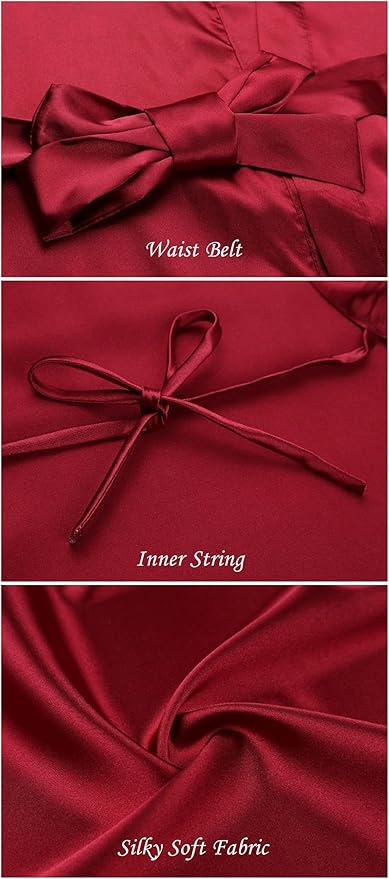 Women's Short Silky Robes Womens Satin Bathrobe Bride Bridesmaid Wedding Party Sleepwear Loungewear