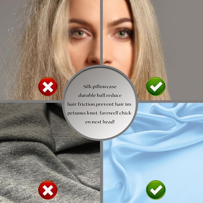 Silk Pillow Cases 2 Pack Soft Breathable and Sliky King Size Pillow Cases Set of 2,Natural Mulberry Silk Pillowcase Set of 2 for Hair and Skin with Hidden Zipper (Sky Blue,20"X 36",2pcs)