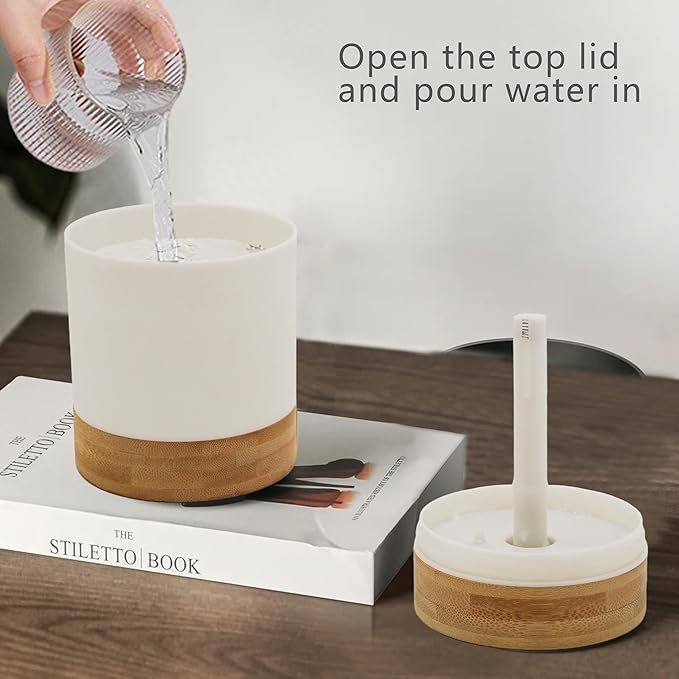 Sustainable Premium Bamboo Mini Humidifier (Improved Version) – 400ml Ultrasonic Quiet Desktop Humidifier, USB-C, Dual LED Night Light, Auto Shut-Off, Portable for Bedroom, Office & Perfect for Gift