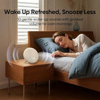 HOUSBAY Alarm Clock Sound Machine with Bluetooth Speaker - Room-Filling Sound, White Noise for Sleeping & Adult, Gentle Wake up Alarm, Cord-Free Use for Bedroom & Office, Oat Beige