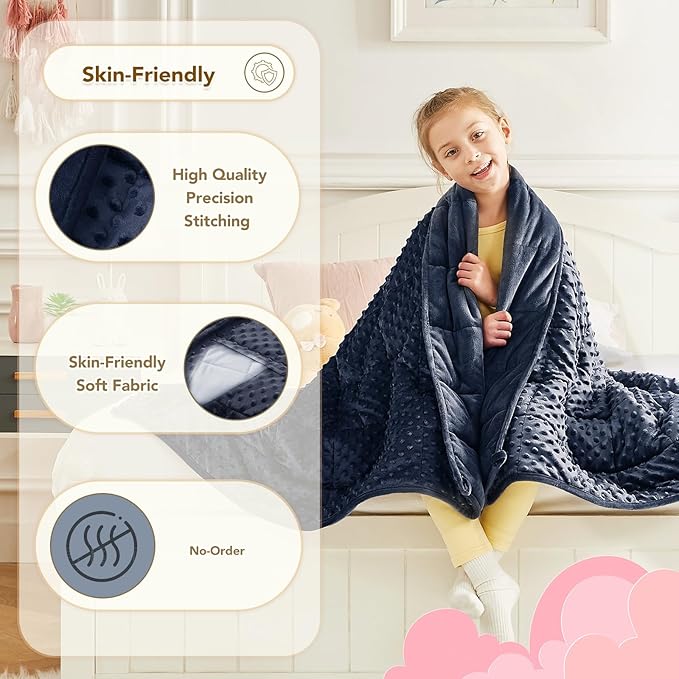 CuteKing Weighted Blanket - Weighted Blanket with Premium Glass Beads - Heavy Blanket Crystal Velvet for Comfortable Rest - Thick Blanket All Season(10lbs, 40"x60", Blue Bubble)
