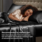 BEDELITE Satin Sheets Twin XL Size Bed Set, Luxury Soft Black Silky Sheets for Hair and Skin, Similar to Silk Bed Sheets Set 3 Pieces with 1 Deep Pocket Fitted Sheet, 1 Flat Sheet, and 1 Pillowcase