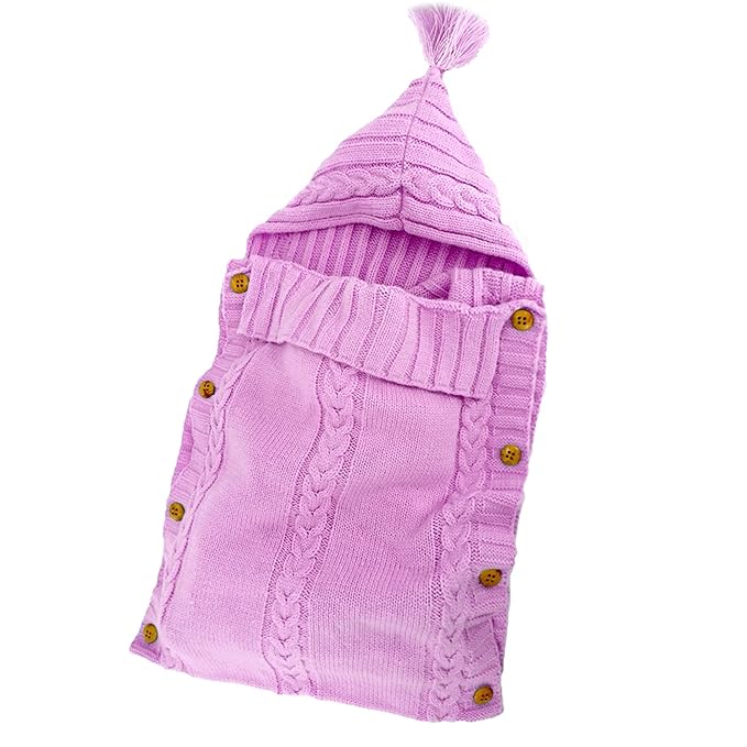 XMWEALTHY Newborn Baby Wrap Swaddle Blanket Knit Sleeping Bag Receiving Blankets Stroller Wrap for Baby Pink 0-6 Month