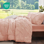 BEDELITE Dusty Pink King Size Comforter Set - 3 Pieces Boho Pintuck Bedding Comforter Sets, Lightweight Soft & Warm King Bedding Set with 2 Pillowcases for All Season