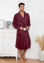 Vulcanodon Men’s Satin Robe Lightweight,Men's Luxurious Silk Kimono Bathrobe
