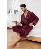 Vulcanodon Men’s Satin Robe Lightweight,Men's Luxurious Silk Kimono Bathrobe