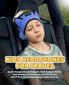 Kids 3-in-1 Headband Headphones-Wireless Bluetooth & Wired 3.5mm Jack, Ultra-Thin Speakers, Adjustable Fit for Toddlers, Safe Volume - Ideal for School/Travel/Sleep/Home, Gift for Boy& Girl