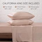 MR&HM Satin Bed Sheets, California King Size Sheets Set, 4 Pcs Silky Bedding Set with 15 Inches Deep Pocket for Mattress (California King, Champagne)