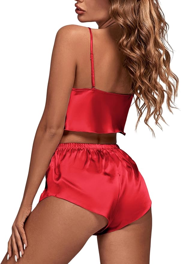 OPOIPIN Women's 3 Piece Pajama Set Sexy Cami Top and Shorts with Robe Sleepwear Loungewear Set