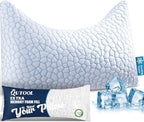 QUTOOL Cooling Side Sleeper Pillow for Neck and Shoulder Pain Relief, Adjustable Curved Shredded Memory Foam Bed Pillows for Sleeping, Queen 1 Pack with Additional Foam Fill Included (White)
