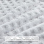 NEWCOSPLAY Super Soft Queen Blanket White Premium Silky Flannel Fleece 3D Waffle Checkered Lightweight Bed Blanket All Season Use (White, Queen(90"x90"))