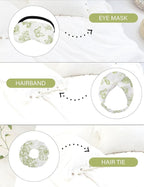 EPLAZA Silk Pajamas for Women Satin Pajamas Set 5 Pcs Long Sleeve Print Pattern Button Down Pjs Sleepwear Loungewear Set