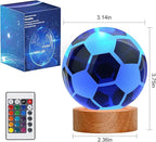 3D Soccer Ball Night Light, Soccer Lamp 16 Color Changing with Remote Control for Bedroom Decor, Ideal Cool Desk Decor Gift for Teens Boys, Football