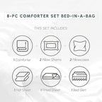 Elegant Comfort 8-Piece Pinch Pleated Comforter Set - All Season Complete Bed in a Bag, Includes 4pc Smart Sheet Set, Bed Skirt, Comforter, Matching Pillowcases and Shams, King/Cal King, Dusty Rose