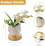 Flower Table Lamp, Orchid Flower with Crystal Vase Lamp, Cordless Touch Desk Light, 3 Colors Dimming & Rechargeable, Small Night Light for Bedroom Home, Romantic Gifts for Girl Women (White)