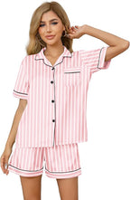 Girls & Womens Satin Pajamas Set, Silk Button-Down Sleepwear 2 Piece Nightwear, 3 Years - Women XXL