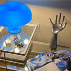 Lotus Atelier Blue Mushroom Lamp for Room Aesthetic Modern Lighting for Bedroom | Cool Retro Living Room Decor | Table Lamp Mushroom Light Home Decor