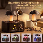Rotating Water Droplet Aromatherapy Diffuser, Vintage Record Player Essential Oil Diffuser with Bluetooth Speaker, Ultrasonic Humidifier, Colorful Lights, Timer, Remote Control, 250ml, Gift