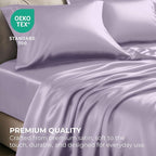 Satin Sheets King [4-Piece, Lavender] Hotel Luxury Silky Bed Sheets - Extra Soft 1800 Microfiber Sheet Set, Wrinkle, Fade, Stain Resistant - Deep Pocket Fitted Sheet, Flat Sheet, Pillow Cases