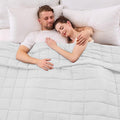 yescool Weighted Blanket for Adults (20 lbs, 88” x 104”, White) Cooling Heavy Blanket for Sleeping Perfect for 190-210 lbs, Queen Size Breathable Blanket with Premium Glass Bead, Machine Washable