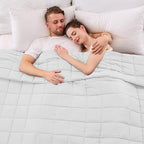 yescool Weighted Blanket for Adults (20 lbs, 88” x 104”, White) Cooling Heavy Blanket for Sleeping Perfect for 190-210 lbs, Queen Size Breathable Blanket with Premium Glass Bead, Machine Washable