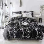 CLOTHKNOW Black Marble California King Comforter Set Black White Bedding Sets Abstract Comforter with 2 x Pillow Cases