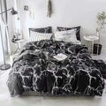 CLOTHKNOW Black White King Size Comforter Set 3Pcs Marble Bedding Comforter Sets All Season Black Comforter Abstract Comforter with 2 x Pillow Cases