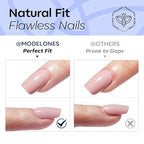 Modelones Navy Blue Press on Nails, Short Square Fake Nails, Reusable Nail Kit with Nail Glue Adhesive Tabs Mini Nail File, Nails Press Ons 32Pcs16 Sizes, Women Girl Gift