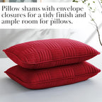Southshore Fine Living, Inc. Oversized Quilt Bedding Set Lightweight, Prewash Fabric Soft Coverlet Bedspread 2-Piece with One Matching sham (68 in Wide x 98 in Long), Twin/Twin XL, Grid Red
