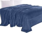 Elegant Comfort Luxury Velvety Feel Blanket, All-Season Lightweight Blanket, Ultra Plush, Soft, Cozy-Fuzzy Flannel Fleece for Couch, Sofa, Bed, Travel, Solid Design, Twin/Twin XL, Navy Blue